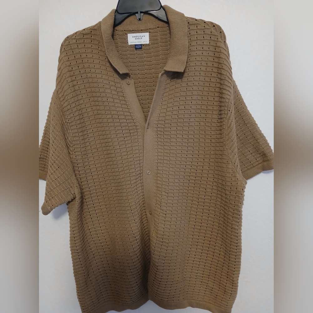 Brown/Tan Short Sleeve Knit Cardigan